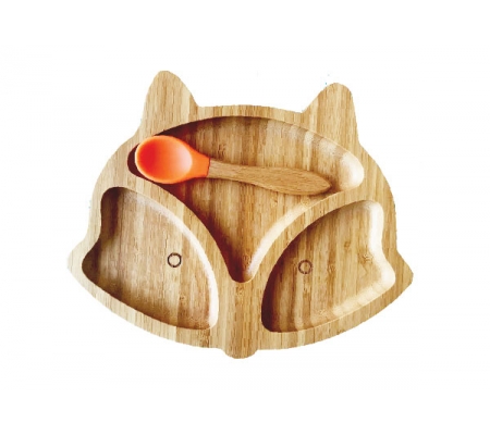 Kiddies & Co Fox Bamboo Plate - Orange